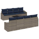 Sofa Sæt med pude 9 pcs Grå og Marineblå polyrattan
