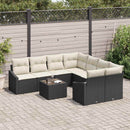 Sofa Sæt med pude med opbevaring 9 pcs Sort og Cream polyrattan