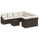 Sofa Sæt med pude med opbevaring 9 pcs Brun og Creme polyrattan