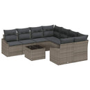 Sofa Sæt med pude med opbevaring 9 pcs Grå polyrattan