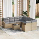 Sofa Sæt med pude med opbevaring 9 pcs Beige og grå polyrattan