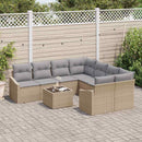 Sofa Sæt med pude med opbevaring 9 pcs Beige og grå polyrattan