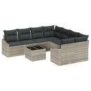 Sofa Sæt med pude 9 pcs Lysegrå og mørkegrå polyrattan