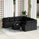 Sofa Sæt med pude med opbevaring 9 pcs Sort polyrattan