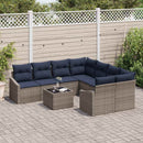 Sofa Sæt med pude 9 pcs Grå og Marineblå polyrattan