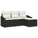 Sofa Sæt med pude med opbevaring 4 pcs Sort og Cream polyrattan