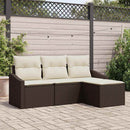 Sofa Sæt med pude med opbevaring 4 pcs Brun og Creme polyrattan