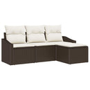 Sofa Sæt med pude med opbevaring 4 pcs Brun og Creme polyrattan