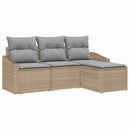 Sofa Sæt med pude 4 pcs Beige og lys grå polyrattan