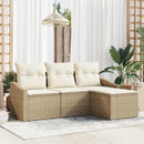 Sofa Sæt med pude 4 pcs Beige og creme polyrattan