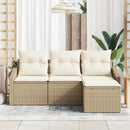 Sofa Sæt med pude 4 pcs Beige og creme polyrattan