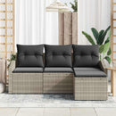 Sofa Sæt med pude med opbevaring 4 pcs Lysegrå polyrattan