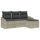 Sofa Sæt med pude med opbevaring 4 pcs Lysegrå polyrattan