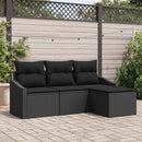Sofa Sæt med pude med opbevaring 4 pcs Sort polyrattan