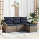 Sofa Sæt med pude 4 pcs Grå og Marineblå polyrattan