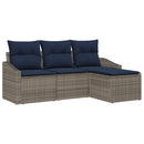 Sofa Sæt med pude 4 pcs Grå og Marineblå polyrattan