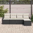 Sofa Sæt med pude med opbevaring 5 pcs Sort og Cream polyrattan