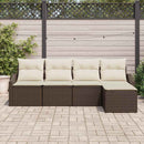 Sofa Sæt med pude med opbevaring 5 pcs Brun og Creme polyrattan