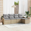 Sofa Sæt med pude 5 pcs Beige og lys grå polyrattan