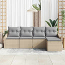 Sofa Sæt med pude 5 pcs Beige og lys grå polyrattan