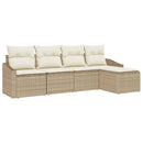 Sofa Sæt med pude 5 pcs Beige og creme polyrattan