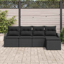 Sofa Sæt med pude med opbevaring 5 pcs Sort polyrattan