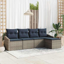 Sofa Sæt med pude 5 pcs Grå og Marineblå polyrattan