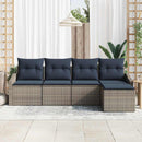 Sofa Sæt med pude 5 pcs Grå og Marineblå polyrattan