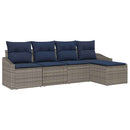 Sofa Sæt med pude 5 pcs Grå og Marineblå polyrattan