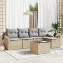 Sofa Sæt med pude 6 pcs Beige og lys grå polyrattan