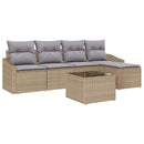 Sofa Sæt med pude 6 pcs Beige og lys grå polyrattan