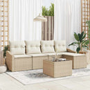 Sofa Sæt med pude 6 pcs Beige og creme polyrattan