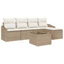 Sofa Sæt med pude 6 pcs Beige og creme polyrattan