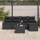 Sofa Sæt med pude med opbevaring 6 pcs Sort polyrattan