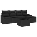 Sofa Sæt med pude med opbevaring 6 pcs Sort polyrattan