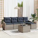 Sofa Sæt med pude 6 pcs Grå og Marineblå polyrattan