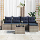 Sofa Sæt med pude 6 pcs Grå og Marineblå polyrattan