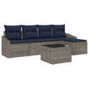 Sofa Sæt med pude 6 pcs Grå og Marineblå polyrattan