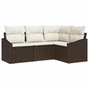 Havesofa Sæt med pude 4 pcs Brun og hvid polyrattan