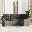 Havesofa Sæt med pude med opbevaring 4 pcs Grå polyrattan