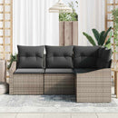 Havesofa Sæt med pude med opbevaring 4 pcs Grå polyrattan
