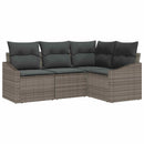 Havesofa Sæt med pude med opbevaring 4 pcs Grå polyrattan