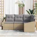 Havesofa Sæt med pude 4 pcs Beige og lys grå polyrattan