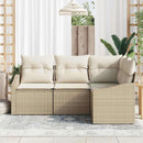 Havesofa Sæt med pude 4 pcs Beige og hvid polyrattan