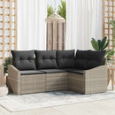 Havesofa Sæt med pude med opbevaring 4 pcs Lysegrå polyrattan