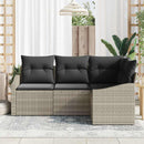 Havesofa Sæt med pude med opbevaring 4 pcs Lysegrå polyrattan