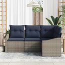 Havesofa Sæt med pude 4 pcs Grå og Marineblå polyrattan