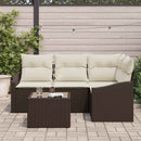 Havesofa Sæt med pude 5 pcs Brun og Creme polyrattan