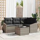 Havesofa Sæt med pude med opbevaring 5 pcs Lysegrå polyrattan