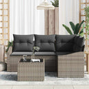 Havesofa Sæt med pude med opbevaring 5 pcs Lysegrå polyrattan